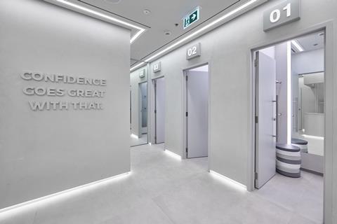 Changing rooms in Gymshark Dubai store